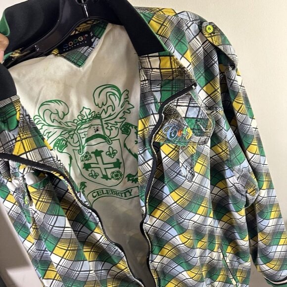 COOGI Australia Evolution of Color 3XL Zip Up Jacket Green White Yellow Bomber - Picture 4 of 5